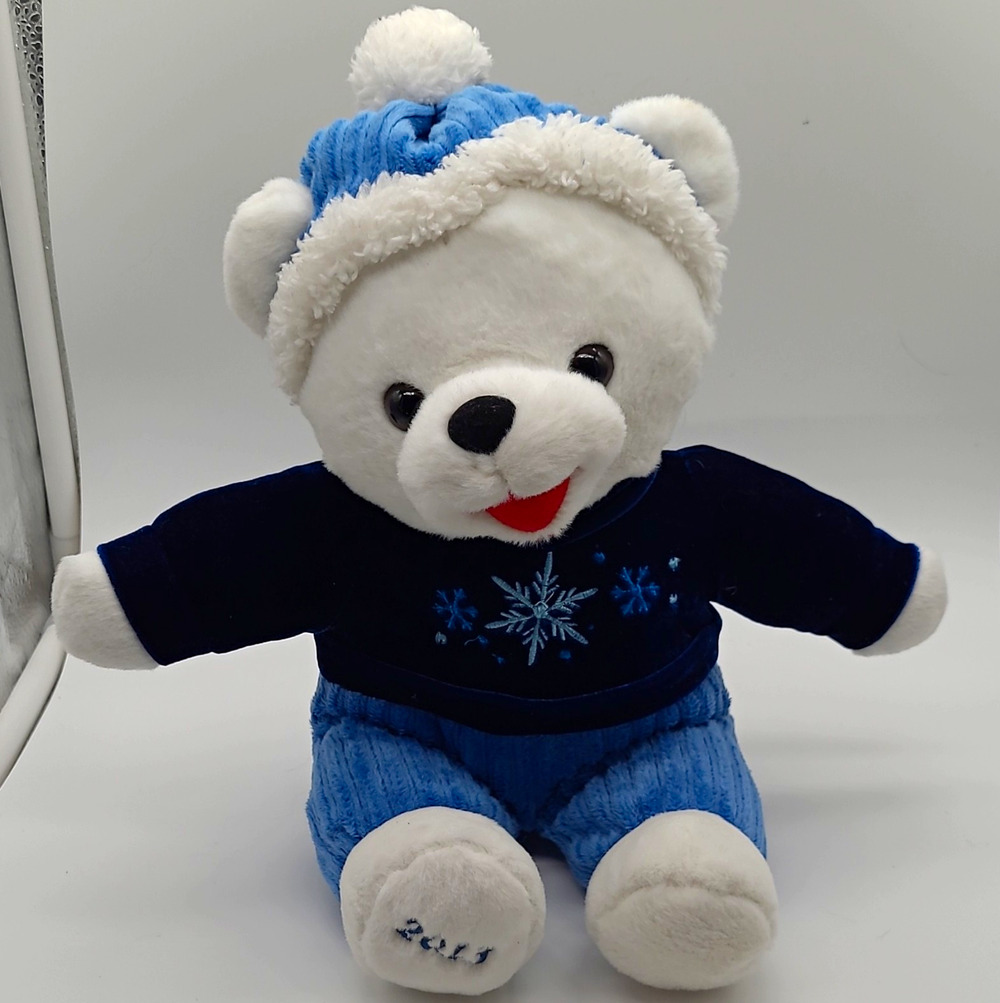 VTG Dan Dee Snowflake Teddy Bear w/ Hat & Outfit, Embroidered, 2013